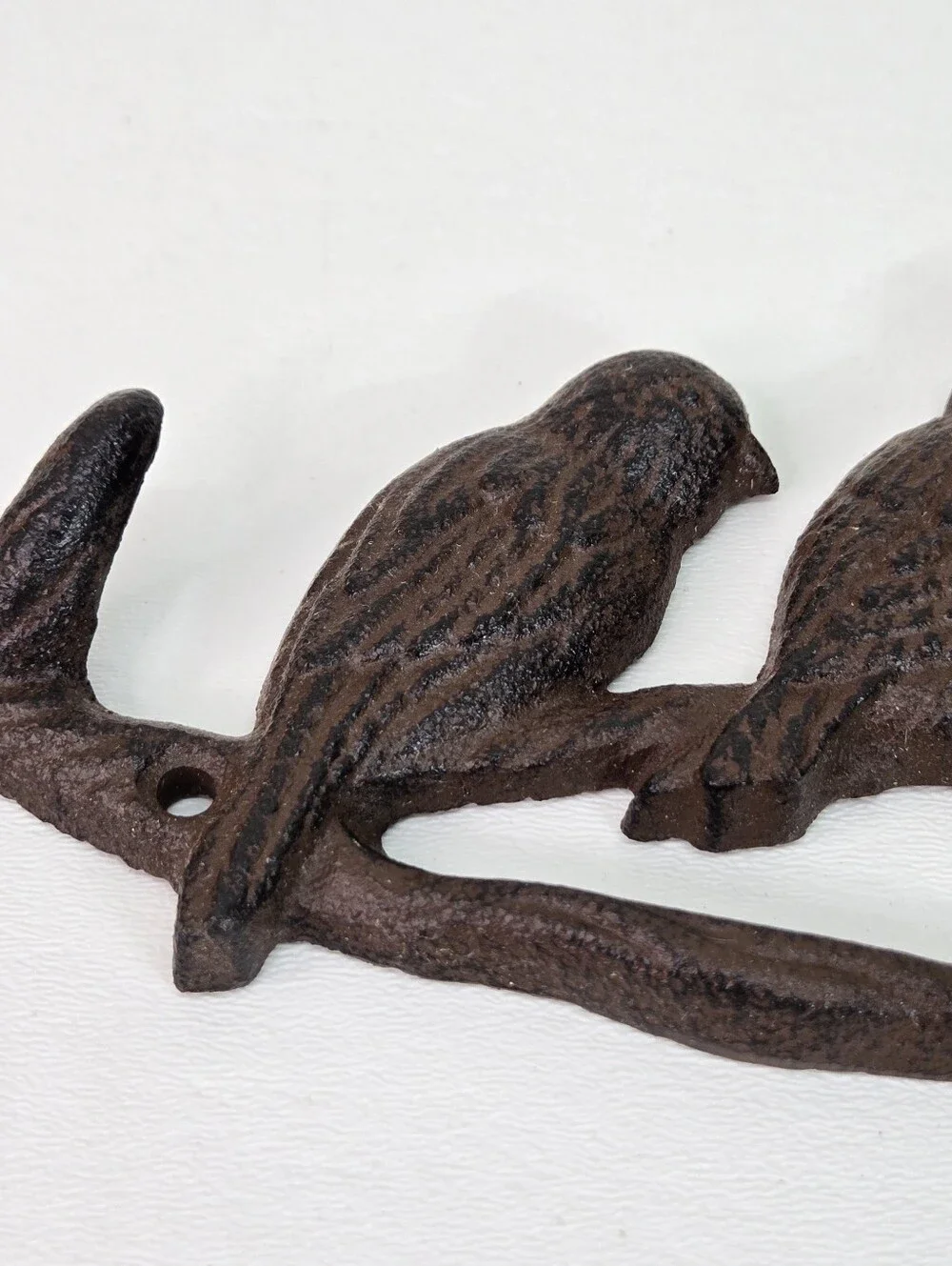 VTG Cast Iron 4 Birds Tree Branch Wall Hook‎ Key Coat Hanger Cottagecore Rustic